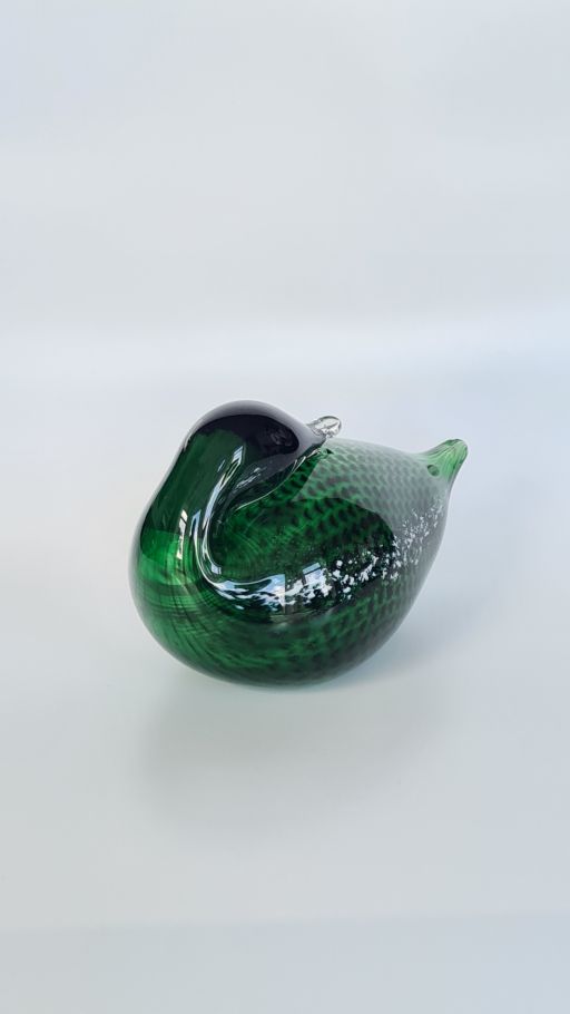 Plymouth Glass Gallery Glass Duck deep green black resting