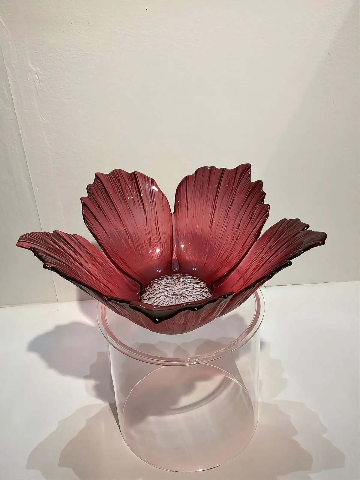 SALE Item! Large Handmade Glass Flower Bowl Shades Of Rose